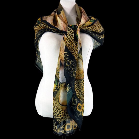 Egyptian Dream Catcher Tribal Wedding Shawl, Chiffon Oversized Square Scarf - Picture 4 of 13